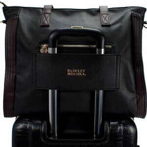 Badgley Mischka Rose Faux Leather XL Travel Weekender Tote In Black, NWT